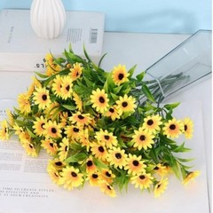 15 Head Yellow Artificial Sunflowers with Flexible Stems for Home Decor