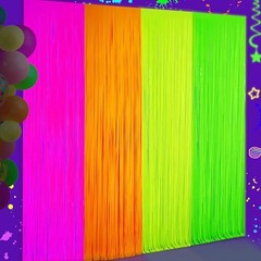Glow in The Dark Tinsel Curtains Pack – Neon Party Decorations 3.3×6.6ft UV 4