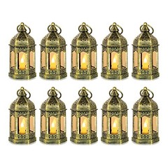 Mini Lanterns Decorative for Centerpiece:pcs Hanging Small Lantern 10 Gold