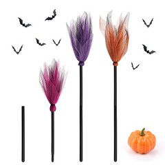 3 Pcs Halloween Witch Broom Plastic Witch Broomstick Kids Cosplay Props