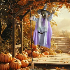 Halloween Animated Hovering Witch Animatronics Halloween Decorations Outdoor ET