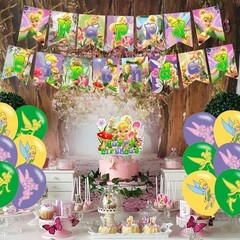 Tinkerbell Fairy Princess Kids Birthday Decoration – Theme Banner, Cake Topper,
