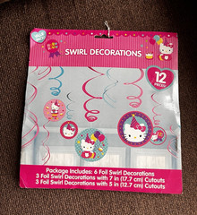 Y212 Hello Kitty Hanging Swirl Decorations 12pc Birthday Party Decor Pink Blue