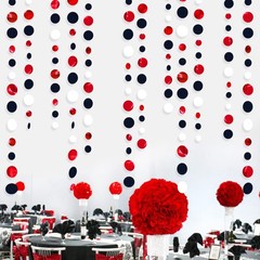 46 Ft Red Black and White Circle Dots Garland Hanging Paper Polka Dots Stream…