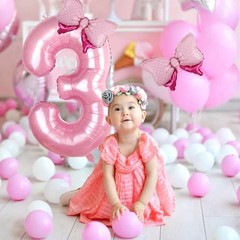 Pink Bow Balloons 40 Inch Balloon Jumbo Number 3 Birthday Pink Number 3