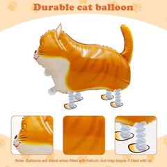 8-Pack Walking Cat Balloons – Cute Foil Kitty Balloons with Ribbons for Kids’…