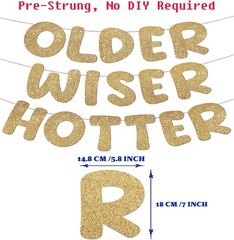 50th Birthday Decorations for Men Women, Pre-Strung Gold Glitter ‘Older Wiser…