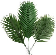 CCINEE 12 PCS Artificial Palm Leaves, Assorted Sizes Faux Large A-green