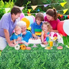 PHOGARY Grass Tablecloth, 3pcs Disposable Plastic Green Table Cover 54 x 108 …