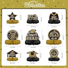 9PCS Graduation Party Decorations Class of 2025 Congrats Grad Table Black