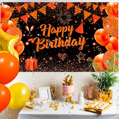 Orange Birthday Banner Decorations Large Orange Black Happy Birthday Banner Deco