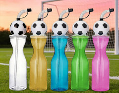 5 Pcs Soccer Plastic Cups with Lid and Straw, 16oz Clear Reusable Cup Bulk Round