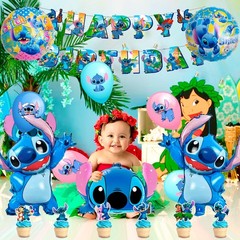 106 Pcs Stitch Birthday Decorations Birthday Tableware Set Plate Napkins Balloon