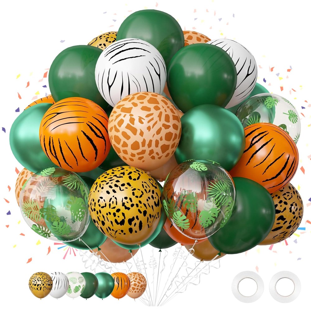 Jungle Safari Animal Balloons – 68-Pack 12″ Tropical “Wild ” Party Decor for …