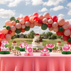 One in a Melon Birthday Table Centerpieces – 9PCS Watermelon Themed First Bir…