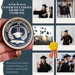 Graduation Brass Compass Gift – Vintage Nautical Pocket Compass with Quote Box