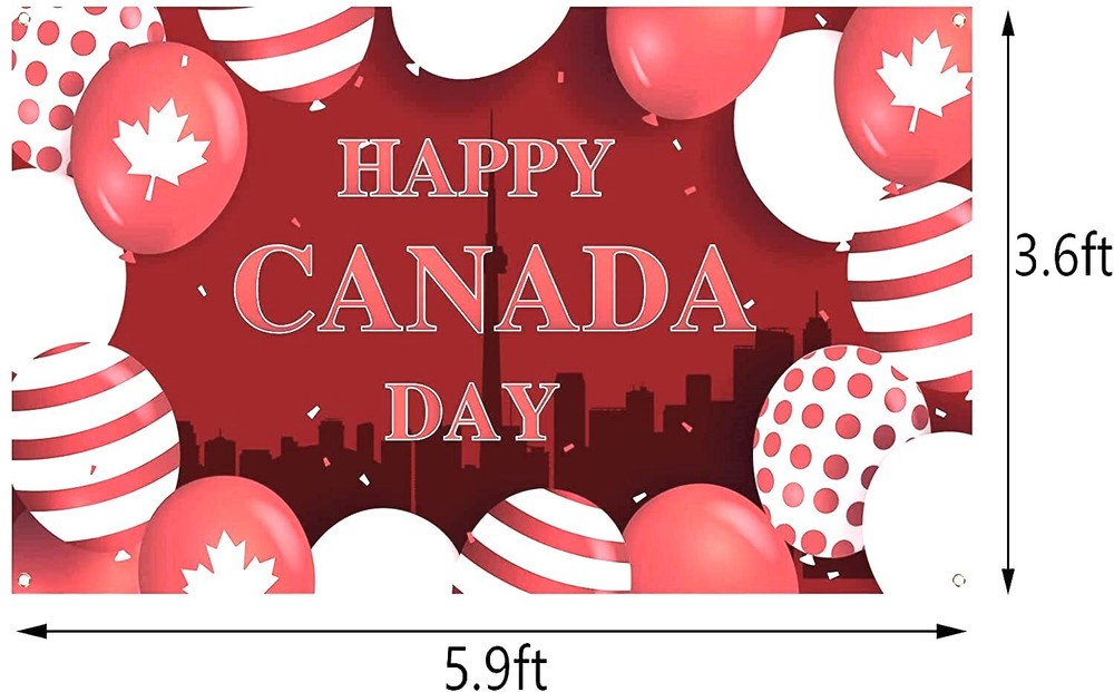Happy Canada Day Backdrop Banner July 1st Canadian National Day Holiday Party