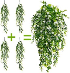 8pcs Artificial Plant Fake Eucalyptus Leaf Hanging Flowe Vine Garden Home Decor