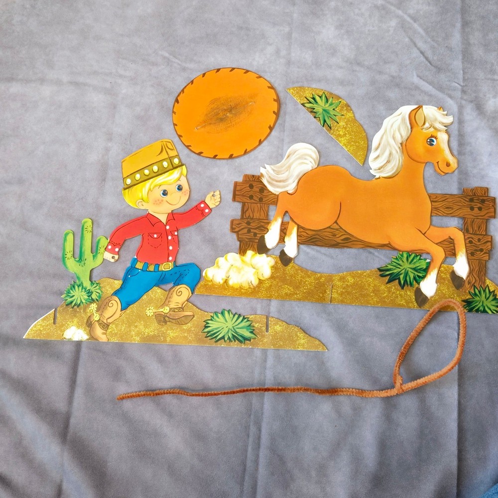 Freckles Cowboy Horse Centerpiece Hallmark Cardboard 3D Vintage Party