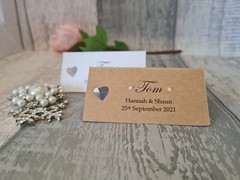 10 x table place name card personalised occasion rustic stationary decor heart