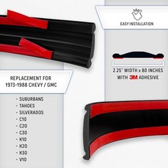 Black Side Body Trim Molding Compatible Quarter Roll – 80″ Black 2.25″ (73-88)