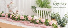 4Pcs 31Ft Artificial Rose Vine Fake Flower Garland Floral Garland Faux Silk