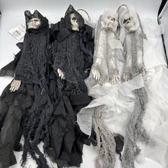 (4) New NWT Halloween Hanging Ghost Spooky Grim Reaper Skeleton Garden Decor 20″