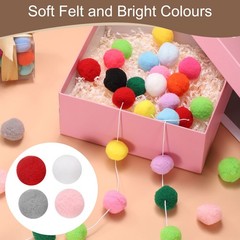 3pcs Pom Pom Garland 6.6 ft 20 Balls for Crafts Decor(Red, Grey, Pink, White)