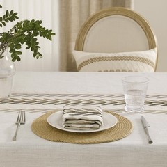 GRASiMOSY Cotton Linen Rectangle Tablecloth with Tassel for Dining Table, Heavy