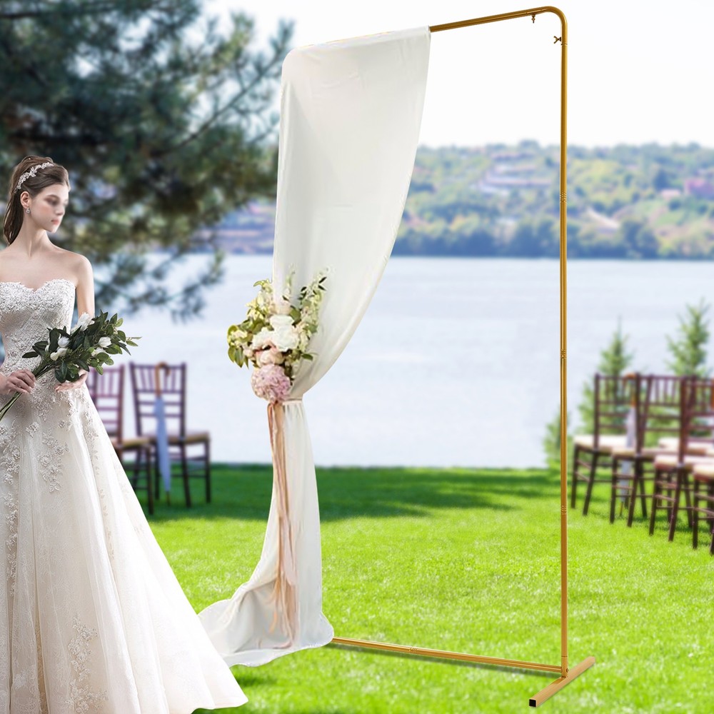 Freestanding Wedding Backdrop Stand Gold&Beige Backdrop Frame With Solid Base
