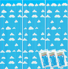 Blue Sky White Clouds Birthday Party Supplies, Clouds Theme Tinsel Foil Fringe C