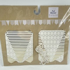 17-Piece Gold Foil Striped Triangle Pennant Hanging Room Decor Banner 60 Inches
