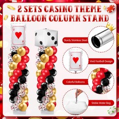 Kasyat 2 Set Casino Balloon Column Stand Kit Adjustable Red Black Gold Dice P…