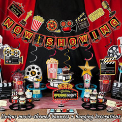 Movie Night Party Decorations Hanging , Movie Birthday Banners , Party Supplies