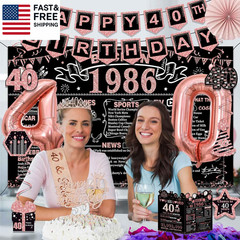 40Th Birthday Decorations for Women,32Pcs Back in 1986 Birthday Party Decoration