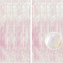 Iridescent Foil Fringe Backdrop – 2 Pack 3.2X6.5Ft Holographic Tinsel Photo Boot