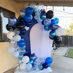 Blue Balloons Set, 12 Inches Dark Metallic Light Blue Balloons Confetti Ballo…