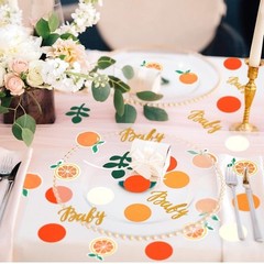 Little Cutie Baby Shower Confetti 400 Pcs Orange Eucalyptus Table Scatter