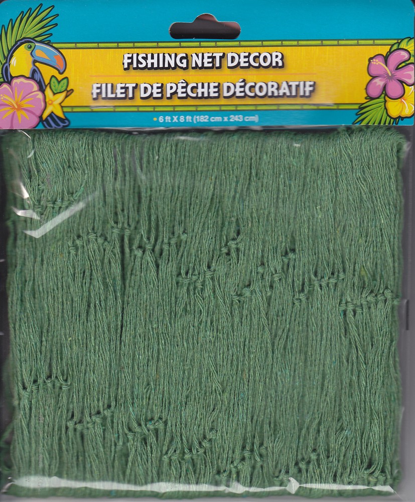 Luau FISH NET NETTING Decoration for Beach Pool Party Tiki Bar ~ 6×8 ft ~ Green