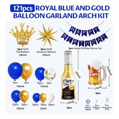 121pcs Royal Blue Gold Birthday Party Decorations with Happy Birthday Banner …