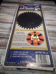 Vintage 90s Beistle Paper Art Tissue Black Fan 25” Hanging For Halloween Decor