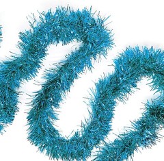 Allgala Turquoise Tinsel Garland, 50 Feet Christmas Metallic Foil Tinsel Garland