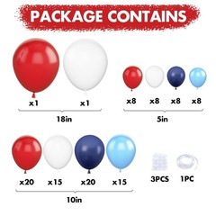 Red White Blue Balloon Arch Kit, Navy Blue Pearl Light Blue Red White Latex B…