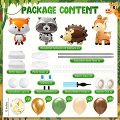 2 Sets Woodland Animals Baby Shower Balloon Column Stand Kit Sage Green and B…