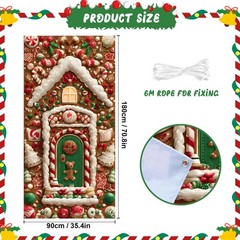 Candy House Door Cover 35.4″x70.8″ Welcome Front Door Decoration Covers, Deco…