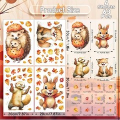 6 Sheets 75pc & 4 Sheets 63pc Fall Window Clinger Stickers Leaves Animal Harvest