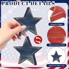 Elegant Patriotic Wooden Star Set – Rustic Decor for Independence Day
