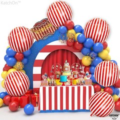 Red and White Striped Balloons 18 Inch, Pack of 10 for Circus Parties