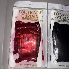 Tinsel Fringe Curtains Metallic RedBlack 2Pac Foil Streamer Backdrop Party Decor