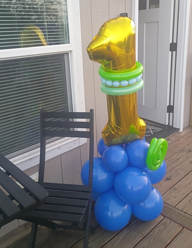 1st Birthday Gold Number 1 Foil Balloon( Blue Green White Latex) and diagram